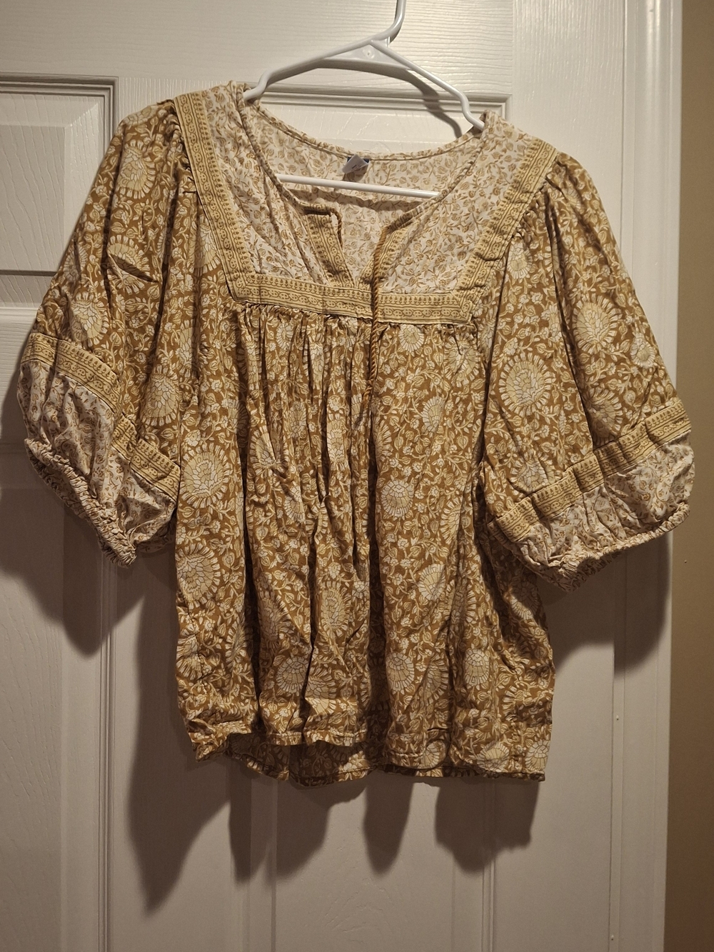 Old Navy Mustard Yellow Floral Peasant Blouse